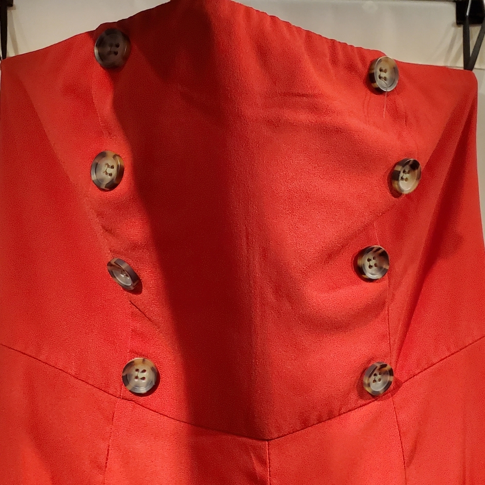 Red strapless jumpsuit